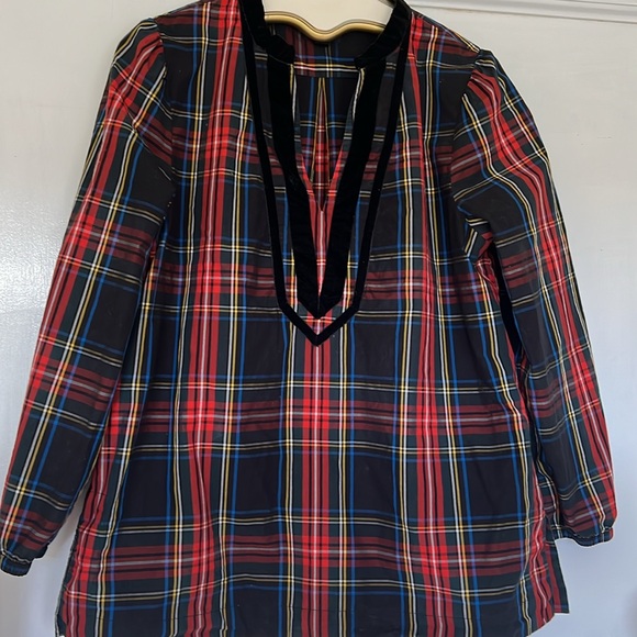 J. Crew Tops - ❤️  J CREW Plaid Popover with Velvet Trim